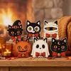 Productos de Madera Venta Caliente Transfronteriza Decoraciones de Halloween Artesanías de Madera Combinación de Fantasma Calabaza Gato Negro Set de 6 Piezas Adornos de Madera