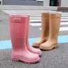 Botas de Lluvia de Cocina Impermeables Cálidas Antideslizantes de Caña Alta con Cordón, Zapatos de Agua, Botas de Lluvia de Moda para Mujer para el Hogar