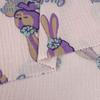 130g Algodão de Camada Dupla Amassado Estampa de Coelho Roxo Desenho Animado Fofo Roupas Infantis Pijama Conjunto Roupas de Casa Tecido Atacado