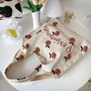 Bolsa de Ombro Grande Capacidade Laranja Estampada Artística Estilo Fresco Bolsa de Lona Portátil para Compras Vaca Fofa Redutora de Idade Doce