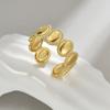Nuevo anillo de acero de titanio estilo ins con costuras de oro de 14K, con abertura ovalada, personalidad femenina, anillo para dedo índice que combina con todo, venta al por mayor al contado
