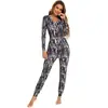 Amazon Ebay 2026 Primavera e Outono Novo Roupa de Casa Gradiente Tie-Dye Confortável Manga Longa Macacão Pijama Feminino Atacado