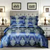 Comércio exterior transfronteiriço estilo europeu luxo leve jacquard acetinado capa de edredom de plumas conjunto de três peças conjunto de cama para casa