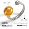 Anillo de Acero Inoxidable Transfronterizo con Diseño Geométrico, Colores Contrastantes Dorado y Plateado, Líneas Circulares, Multicapa, Personalizable, Moderno, Joyería Chapada en Oro