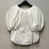 Camisa Francesa de Manga Floral Adelgazante Ajuste Delgado de Primavera y Verano Estilo Artístico Japonés Versátil Diseño de Alta Gama Top Transpirable