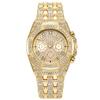 Relógio Masculino e Feminino da Moda Trendy Céu Estrelado Pulseira de Aço Diamante Mostrador Totalmente Diamantado Três Olhos Números Romanos Quartzo