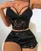 Top de Tirantes Comercio Exterior Camisola Transfronterizo Wish Conjunto de Pijama Encaje Estilo Europeo y Americano Pantalones Cortos para Casa Amazon Se Puede Usar Afuera