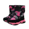 Suministro transfronterizo de botas de nieve para niños medianos y grandes en invierno con zapatos de algodón cálidos y afelpados, camuflaje, caña alta, botas grandes de algodón para niños en stock