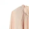 Blusa de Moda Feminina 2026 Estilo Europeu e Americano Solta Plissada com Laço Gola Alta Manga Lanterna Camisa E490751