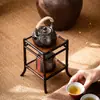 Bambú Púrpura Ciruela ciervo Orquídea de Bambú soporte cálamo soporte micro bonsái mesa de té soporte pequeño antiguo cobertizo de té de bambú soporte de té estante de almacenamiento para juego de té