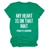 Mi Corazón Está en Ese Sitio Independiente de Deseos Estilo Europeo y Americano Camiseta Casual Simple de Manga Corta con Cuello Redondo para Mujer para Exportación