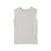 Camisola de Lyocell Tencel para Mujer, Ropa Exterior de Verano, Cuello Redondo, Lana Acetato Tejida, Hombro Ancho, Cubre Pecho Lateral, Top sin Mangas