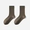 Calcetines de Algodón Puro para Primavera y Otoño, Color Sólido, Calcetines Largos Simples para Mujer, Resistentes al Olor, Absorbentes del Sudor, Esponjosos, Calcetines sin Costuras de Media Caña, Calcetines al por Mayor para Mujer