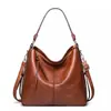 Bolso Hobo de Cuero Encerado al Aceite Vintage para Mujer, Bolso de Hombro Suave de Gran Capacidad con Correa Cruzada Ajustable, Bolso Bandolera Casual con Asa Superior para el Trabajo Diario, Viajes y Compras
