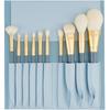 Conjunto de pincéis de maquiagem Blue Bridge com 10 peças, mini pincel para base, pincel para lábios, conjunto de pincéis de maquiagem com estojo, ferramentas de beleza portáteis para atacado.