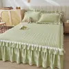 Modelo Nuevo 2024 Cubrecama y Faldón de Cama de una Sola Pieza, Espesor Clase A Estilo Princesa, Cubre Colchón Oculto, Delantal de Cama, Adecuado para Todas las Estaciones