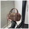 Estilo Coreano Gran Capacidad Otoño e Invierno 2025 Cuadros Lana Simple Nuevo Diseño Elegante Bolso Cruzado al Hombro para Mujer