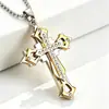 Wish Joyería de Venta Caliente Caballero Oscuro Europeo y Americano con Collar de Cruz de Diamantes Comercio Electrónico Transfronterizo Cadena de Bambú Explosiva Agresiva