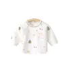 Roupas para bebê recém-nascido, camisa com abertura nas costas, top de manga curta em algodão puro, roupa estilo monge, estilo fino para primavera e outono, Classe A, 0-3 meses