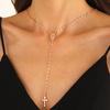 Moda Transfronteriza Europea y Americana Cadena Larga para Suéter con Colgante de María para Mujer Versátil Collar Cruzado de Pedrería