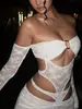 Top de encaje puro y sexy con diseño de cuello en V para mujer en verano, body ajustado de una pieza con diseño calado para la playa