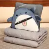 Almohada de Tiburón Manta de Coche Doble Propósito Plegable para Coche Manta de Aire Acondicionado Almohada para Siesta en la Oficina 2 en 1