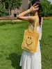 Bolsa de Tote Tejida con Cara Sonriente Amarilla 2026 para Mujer, Bolso de Hombro Hueco de Diseño de Nicho, Estilo Chica Energética