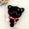 Pingente de Pelúcia Gatinho Preto Fofo Pingente de Bolsa Chaveiro Pingente Decorativo Feminino Versátil Pingente Squeaky