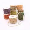 Cadena de Cristal de Colores de 3 mm Transfronteriza Chapado en Oro Cobre Cadena Hecha a Mano con Cuentas Materiales para Accesorios de Joyería de Aretes DIY