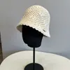 Chapéu Bucket Jacquard Retrô Japonês de Malha Dupla para Mulheres, Outono e Inverno Lã Aba Ondulada Artístico Casual Chapéu de Pescador