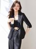 Chaqueta de traje color champán para mujer, primavera/verano 2024, nueva moda, temperamento, estilo diosa, traje profesional, mono.