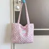 Bolsa de mano acolchada de algodón con estampado de dibujos animados, bolso de hombro para mujer, bolso de mano de lona de gran capacidad
