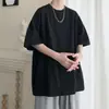 Camiseta de manga corta color vino para hombre, verano, estilo americano, retro de secundaria, marca de moda, versátil, cómoda, para pareja, joven, camiseta de media manga