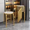 Banqueta de Luxo Leve Estilo Italiano, Pequena Banqueta Redonda para Uso Doméstico, Banqueta Tendência para Mesa de Jantar, Banco Empilhável Moderno Minimalista para Sala de Estar, Banqueta Baixa