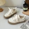 Zapatillas de Felpa Blancas Cremosas Estilo Hong Kong Casual con Jeans Zapatos Blancos Casuales y Cómodos B-9391