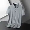Camisa Polo Sin Costuras de Seda de Hielo para Hombre Verano Solapa Manga Corta Ligera Transpirable Casual de Negocios Color Sólido Elástica Media Manga