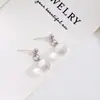 Pendientes Redondos Transparentes de Alta Gama Estilo Coreano Aguja de Plata para Mujer, Pendientes Minimalistas Dulces Versátiles de Lujo Ligero de Nicho