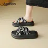 Pantuflas Augu Shiden Negras de Suela Gruesa para Mujer 2026 Nuevas de Verano Casuales que Aumentan la Altura Sandalias Cómodas de Suela Suave