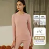 Conjunto de Roupa Íntima Térmica para Casais, Amigável à Pele, Outono e Inverno, Homens e Mulheres, Forrado com Fleece, Espessado, Tops e Calças Térmicas, Camada Base, Camiseta de Algodão