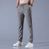 2024 Nuevo Verano Delgados Transpirables Pantalones de Seda de Hielo para Hombre Moda Casual Combinable Alta Elasticidad Slim Rectos