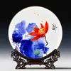 Prato de Apreciação de Porcelana Óssea Jingdezhen Novo Estilo Chinês Decorações para Casa Sala de Estar Estudo Escritório Enfeites Prato de Lótus