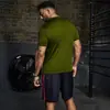 Tops masculinos de verão simples versáteis estilo americano, moda rápida secagem cor sólida manga curta gola redonda casual tendência atacado