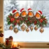 Guirnalda de Petirrojo Navideño Pegatinas Estáticas para Ventana Sin Pegamento Sin Daño al Vidrio Decoración de Ambiente Festivo para Ventana de Sala de Estar