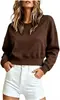 AliExpress Moda Feminina Casual Outono/Primavera 2026 Blusa de Manga Longa Elegante Curta com Gola Redonda Atacado