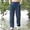 Pantalones de Lino para Hombre Estilo Retro Chino Pantalones Rectos Holgados Finos de Verano para Hombre Algodón y Lino Pantalones Casuales de Moda