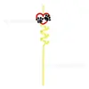 [Cachorro] Animal de Desenho Animado PETG Palito Criativo Espiral Decoração de Adesivo Palito Reutilizável para Bebida