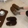 Versión de Piel de Vaca Suela Gruesa Estilo Retro Zapatos Birkenstock para Mujer Calzado Cálido de Algodón con Felpa Puntera Cerrada Medias Zapatillas Mulas para Exteriores
