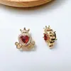Relleno de Oro de 14K Color Duradero Corona Corazón Diamante Multi-Paso Zircón Cuentas Colgante Accesorios para Pulsera de Cuentas Hecha a Mano DIY