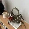 Bolso de Mano Vintage de Ante con Lunares 2026 para Mujer, Bolso Tote con Anillo Redondo, Bolso de Hombro y Cruzado Versátil