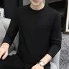 Camiseta blanca de manga larga para hombre, nuevo estilo primavera y otoño, camiseta base de color liso, sudadera, top de otoño